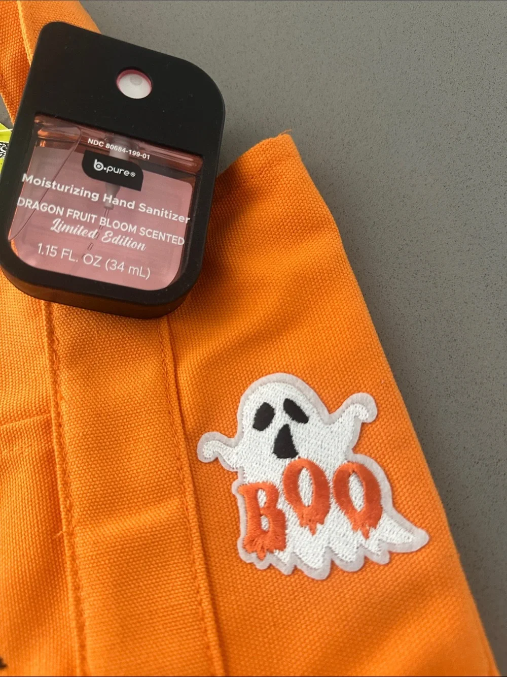 Trader Joe's Kids Orange Halloween Canvas Tote with Festive Patches